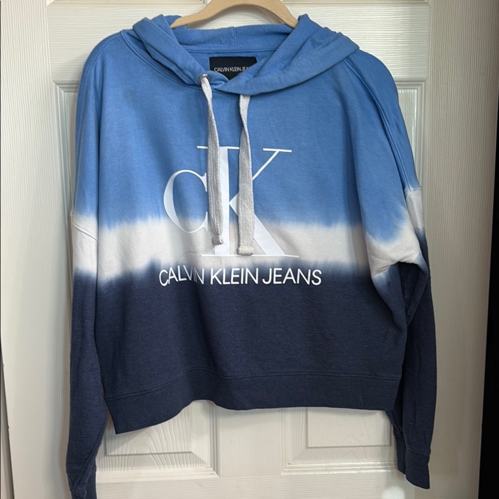 Calvin Klein Women's Gradient Blue Hoodie Sweater
